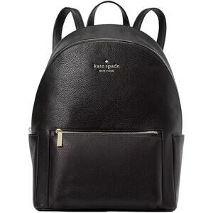 NWT Kate Spade Leila Pebbled Leather Dome Backpack, Black, Large